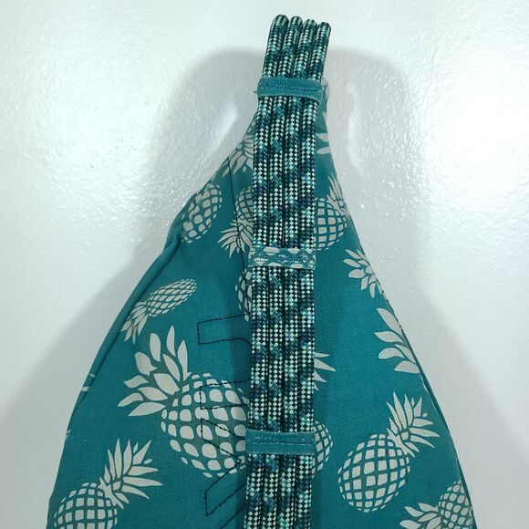 Kavu Rope Sling Bag Teal Pineapple print Crossbody Zipper Pockets boho Hippie - Picture 10 of 16